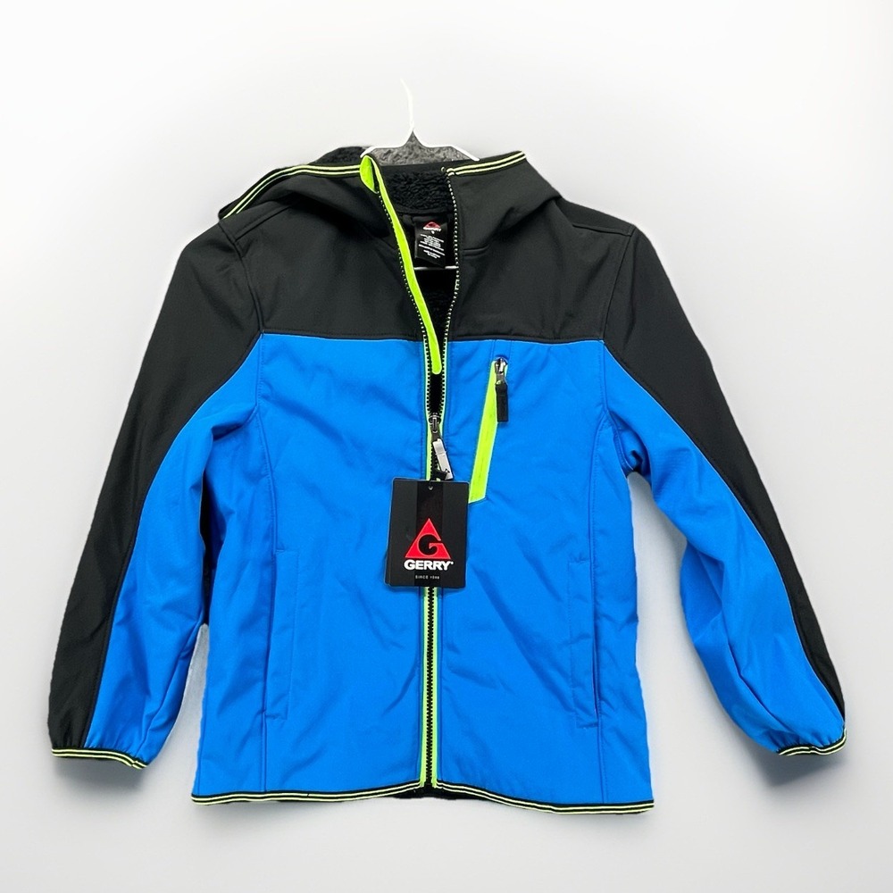 Brand New Gerry Boys Small Falcon Softshell Blue Jacket Coat Full Zip Ocean